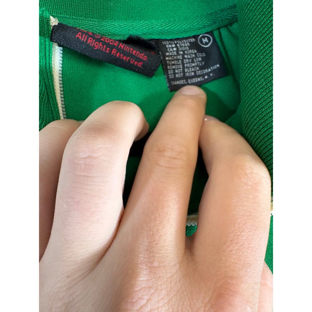VINTAGE Y2K Nintendo Mushroom Power Track Jacket Men Medium Green Full Zip Mario - Picture 10 of 10